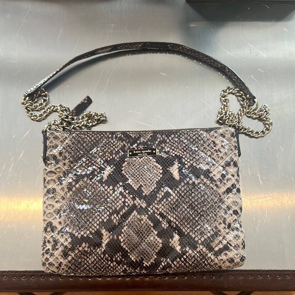 Kate Spade Black and Gray Snake Print Bag